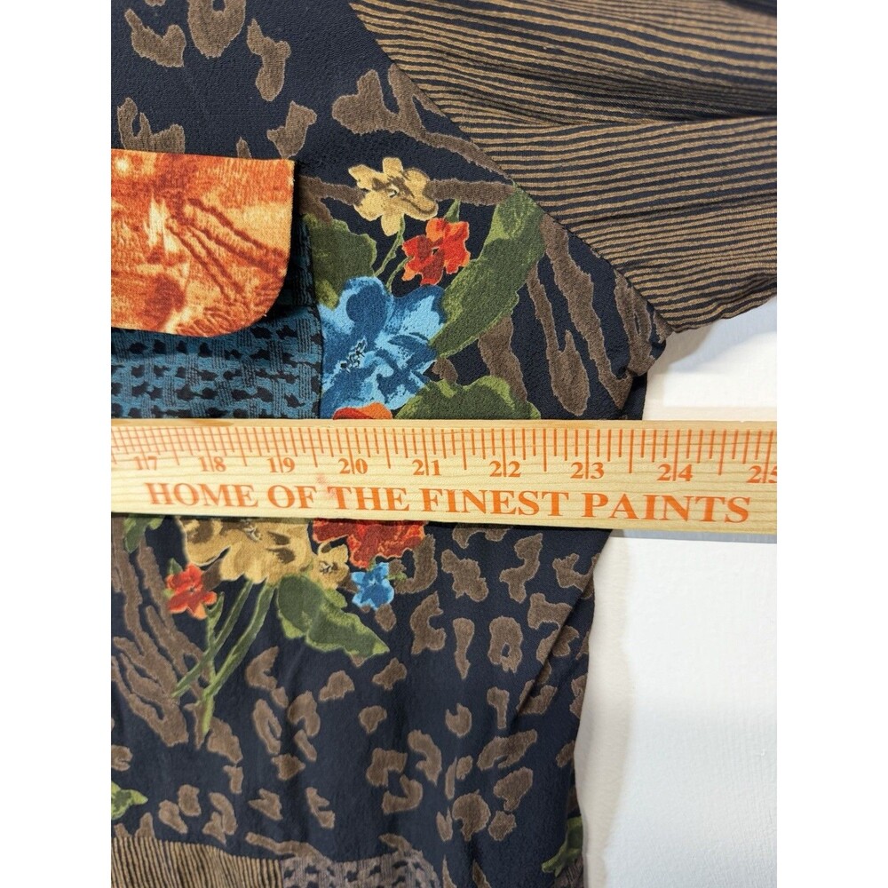 Vtg Carole Little Women Tunic Shirt  Boho Animal Print Floral Button Up Brown 16 - Picture 5 of 13